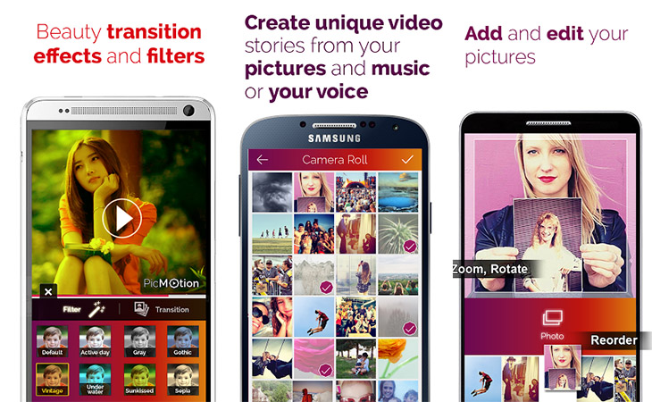 PicMotion app interfaz aplicacion para fotos
